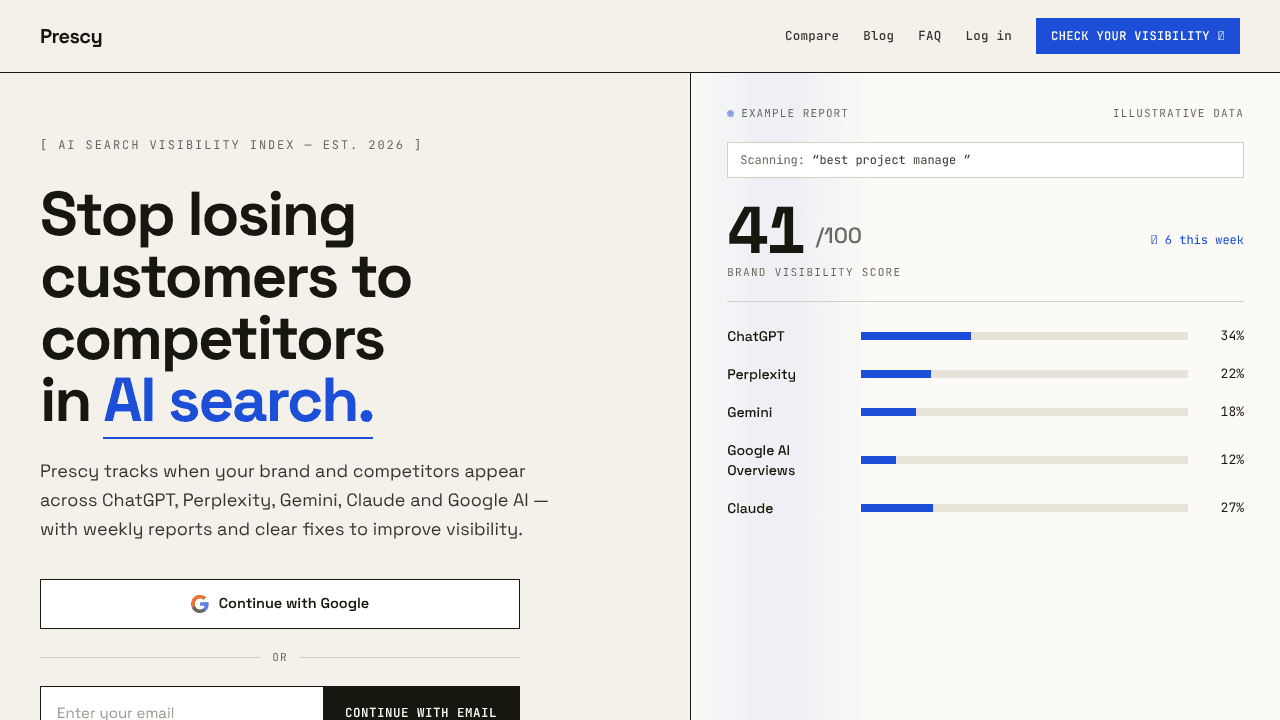 Prescy website screenshot