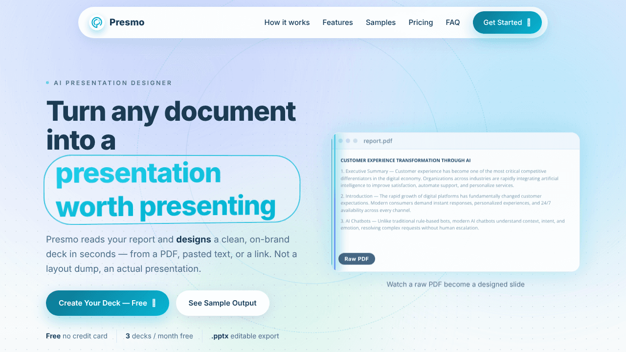 Presmo website screenshot