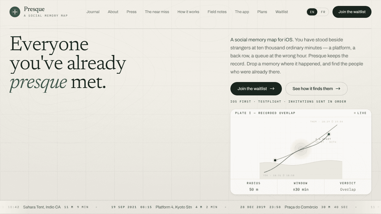 Presque website screenshot