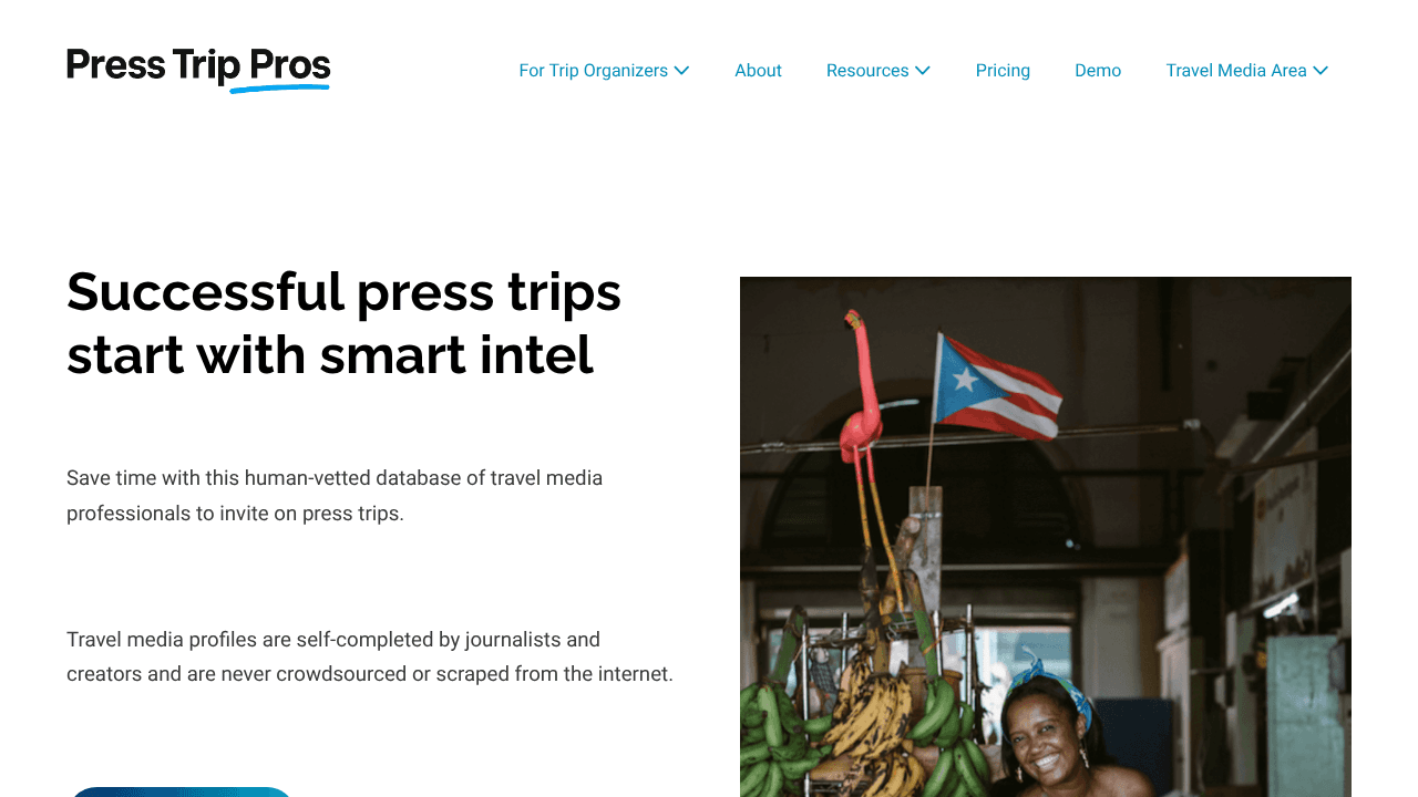 Press Trip Pros website screenshot