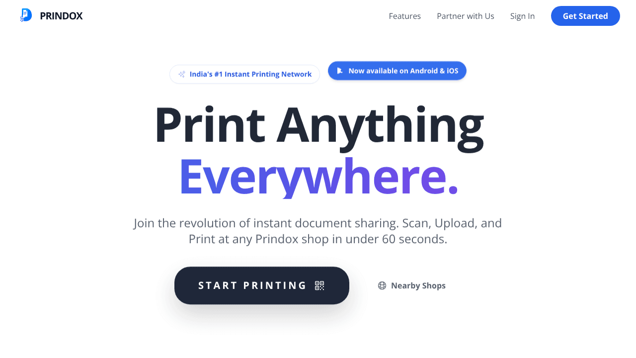 Prindox website screenshot