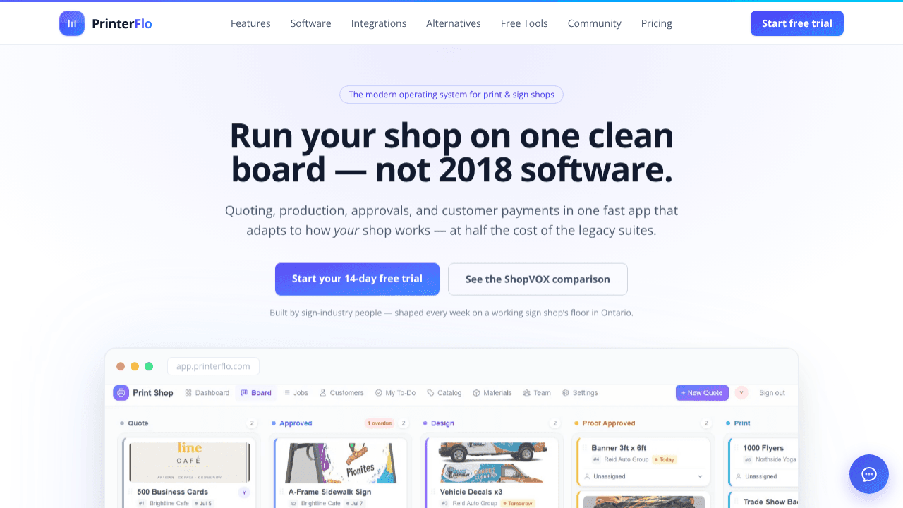 PrinterFlo website screenshot