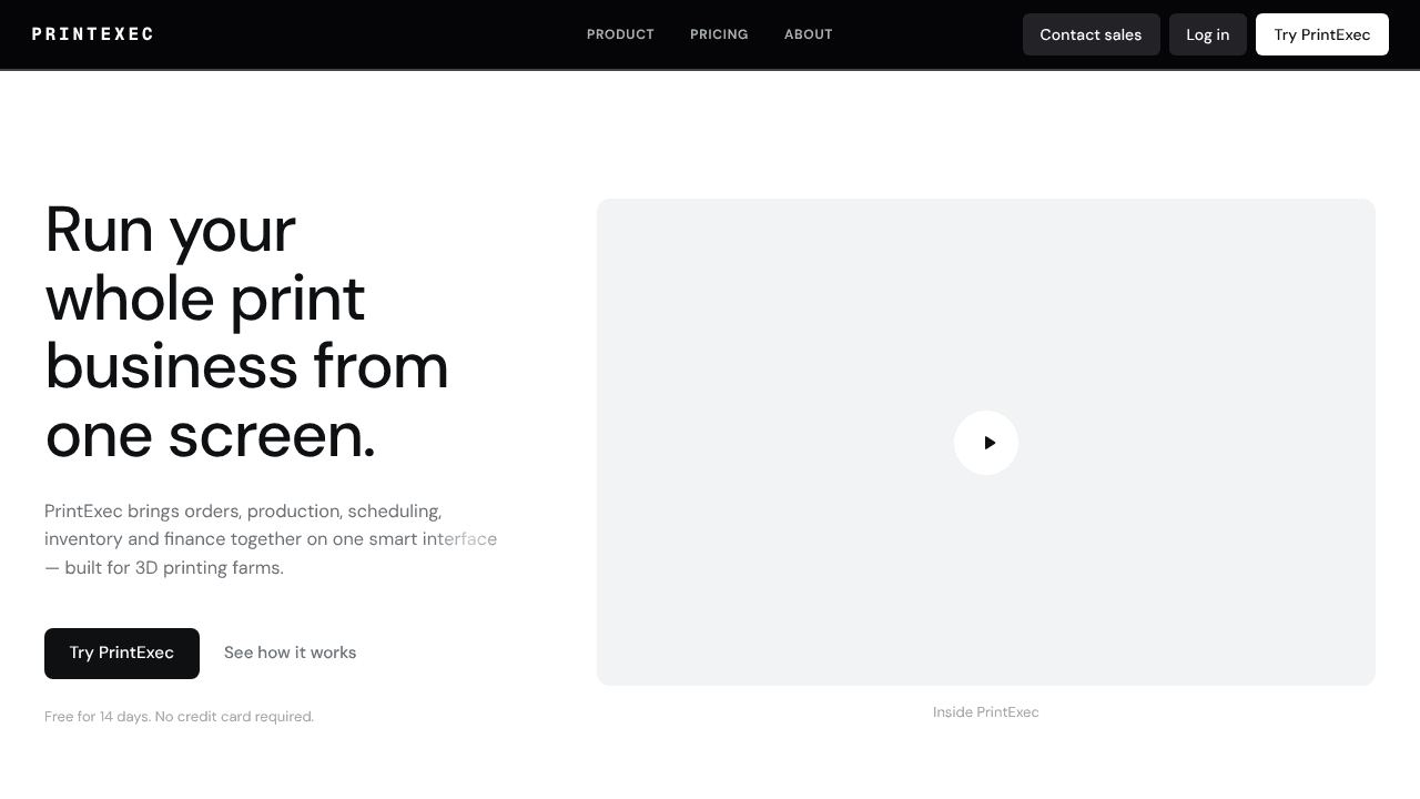 PrintExec website screenshot