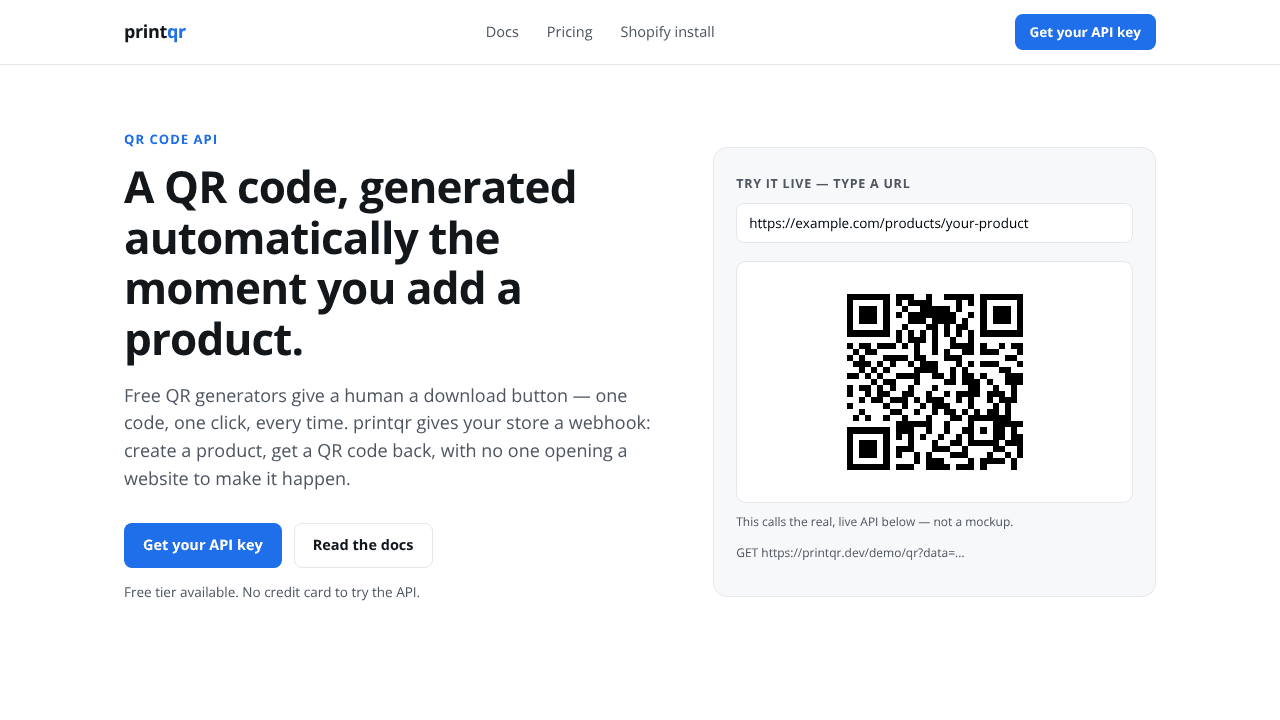 printqr website screenshot