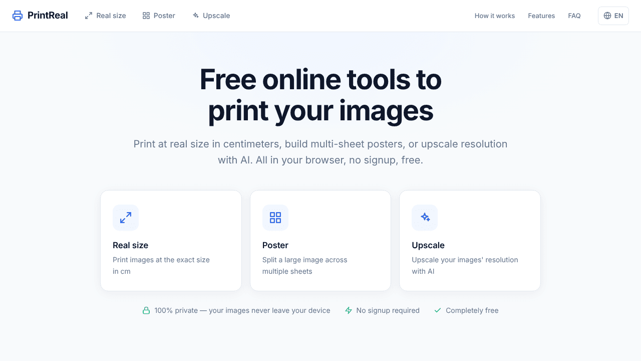PrintReal website screenshot