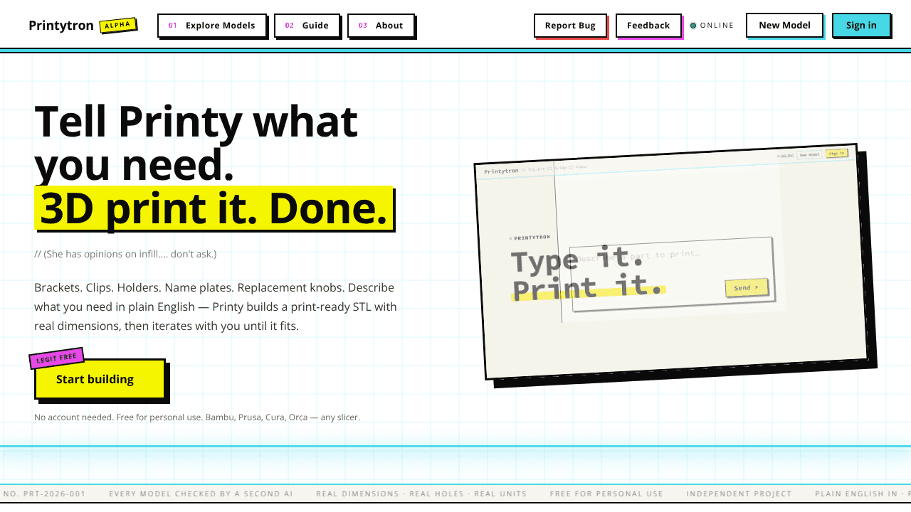 Printytron website screenshot