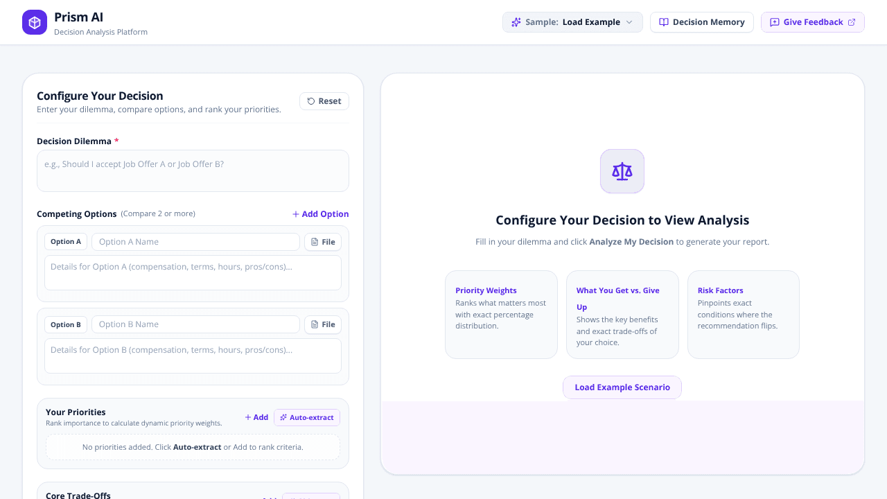 Prism AI website screenshot