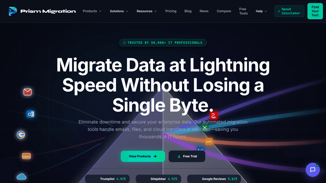 Prism Migration website screenshot