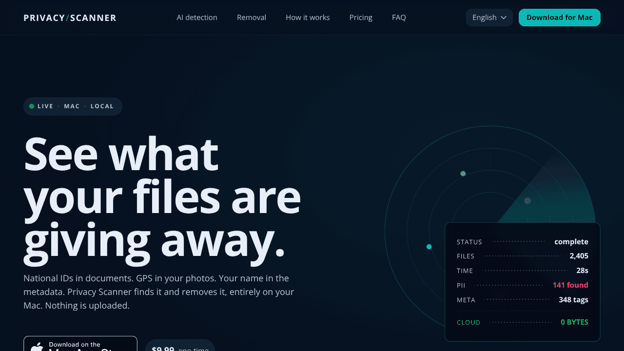 Privacy Scanner website screenshot