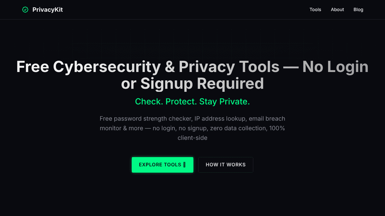 PrivacyKit website screenshot