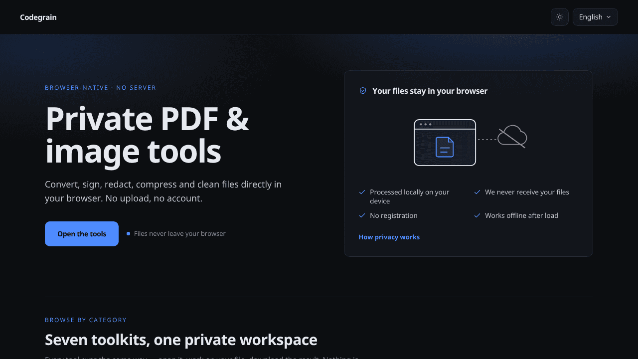 Private Tools by CodeGrain website screenshot