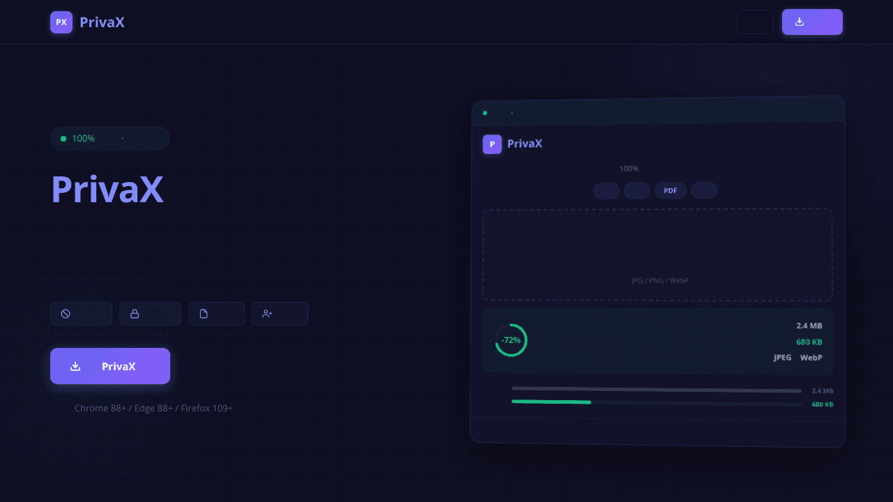 PrivaX website screenshot