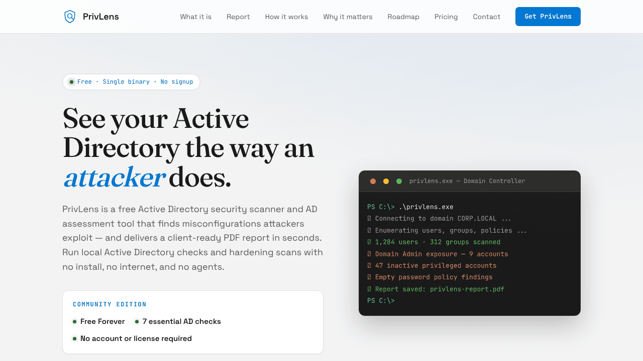 PrivLens website screenshot