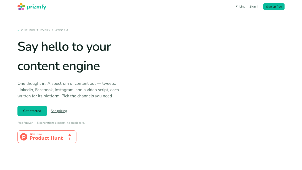 prizmfy website screenshot
