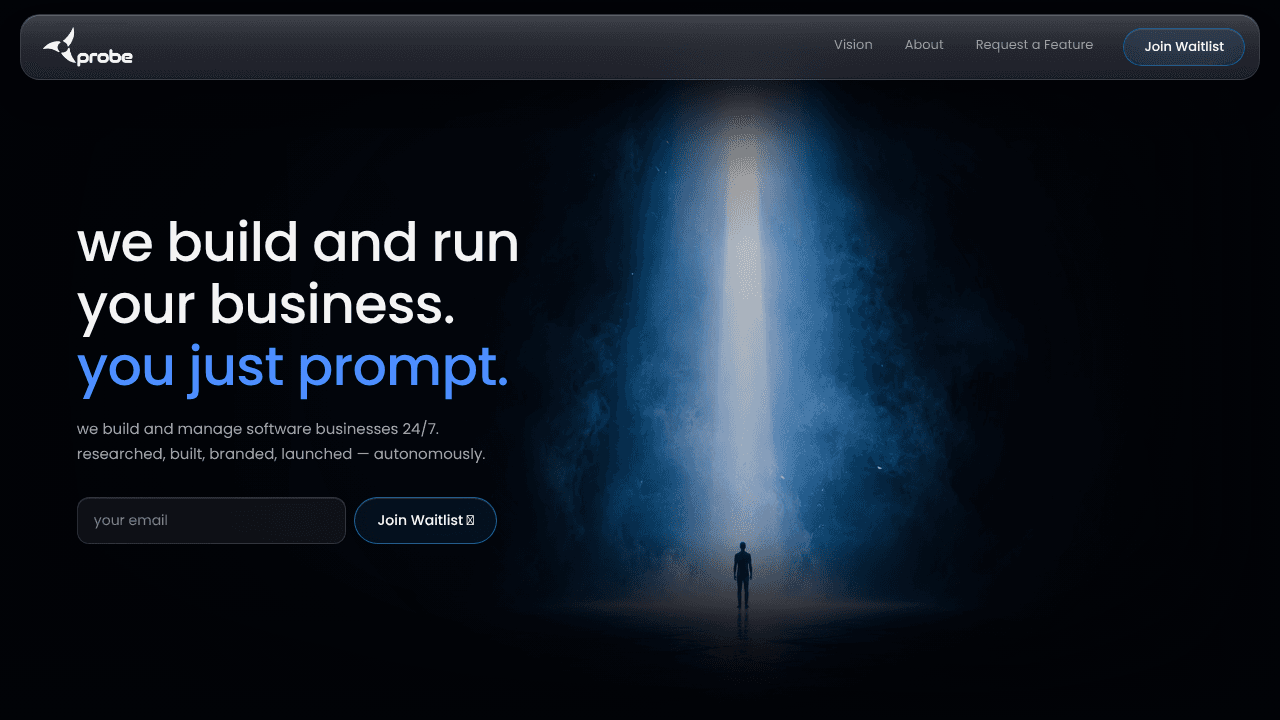 Probe website screenshot
