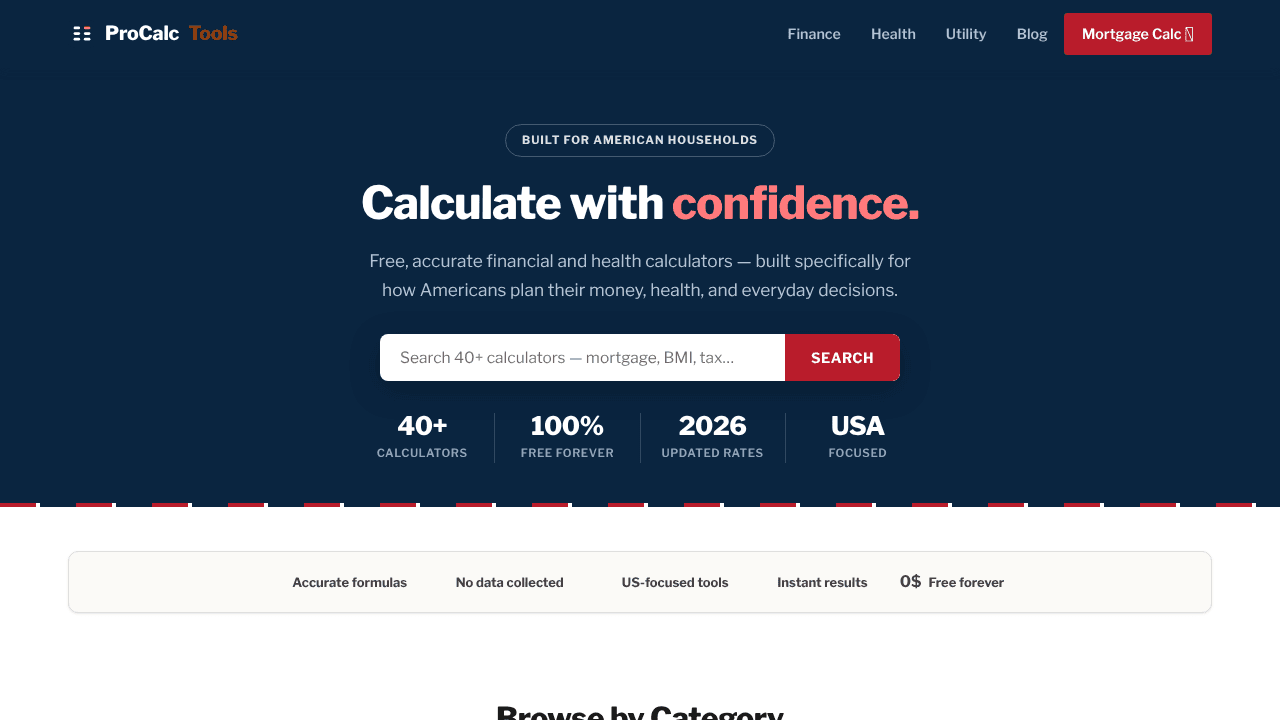 ProCalcTools website screenshot