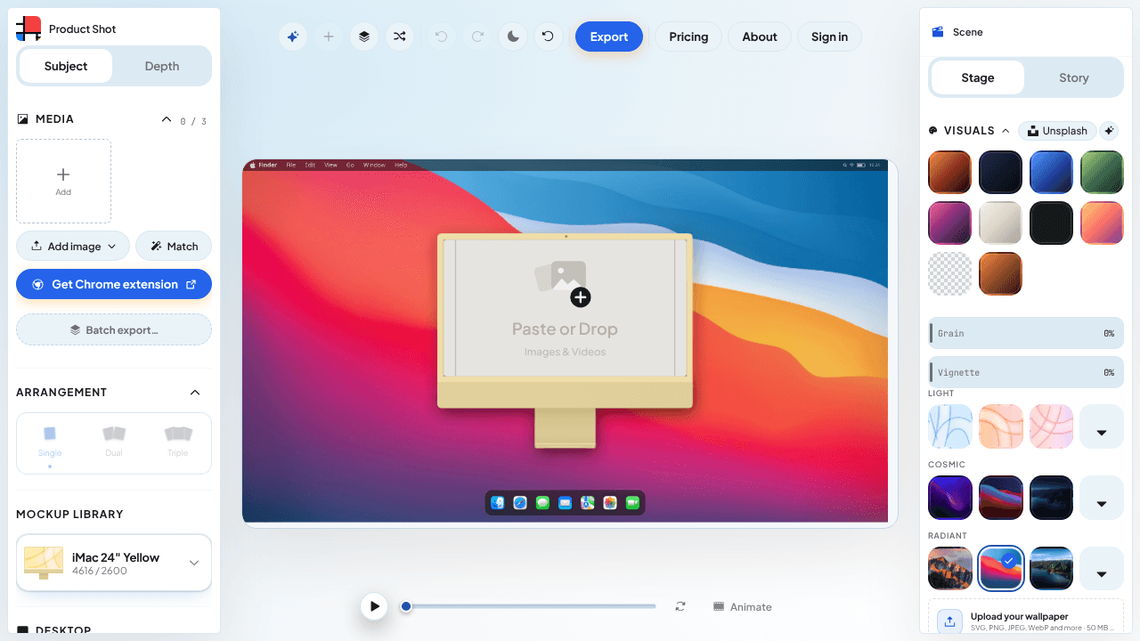 Product Shot website screenshot