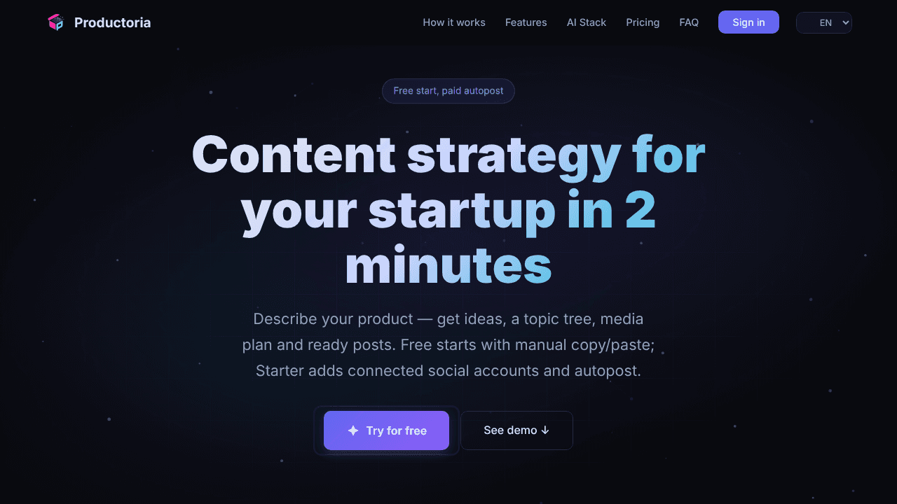 Productoria website screenshot