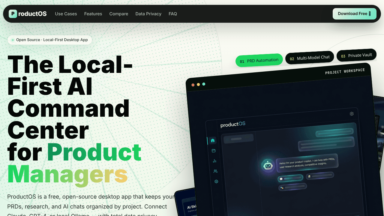 ProductOS website screenshot