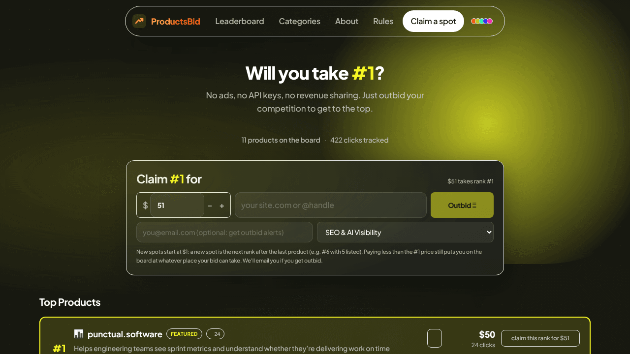 ProductsBid website screenshot