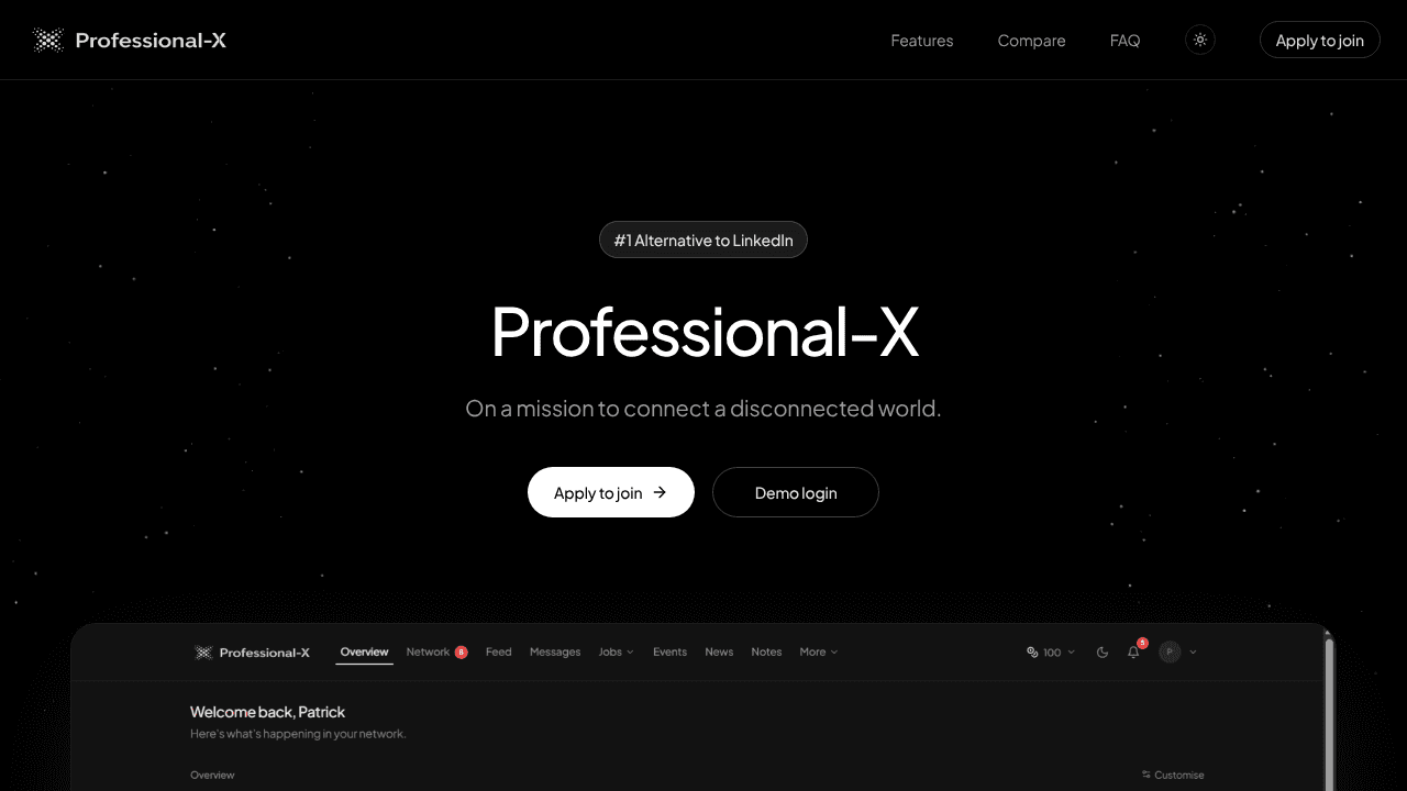 Professional-X website screenshot