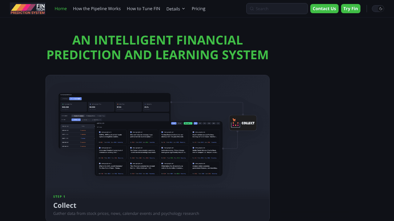 Project FIN website screenshot
