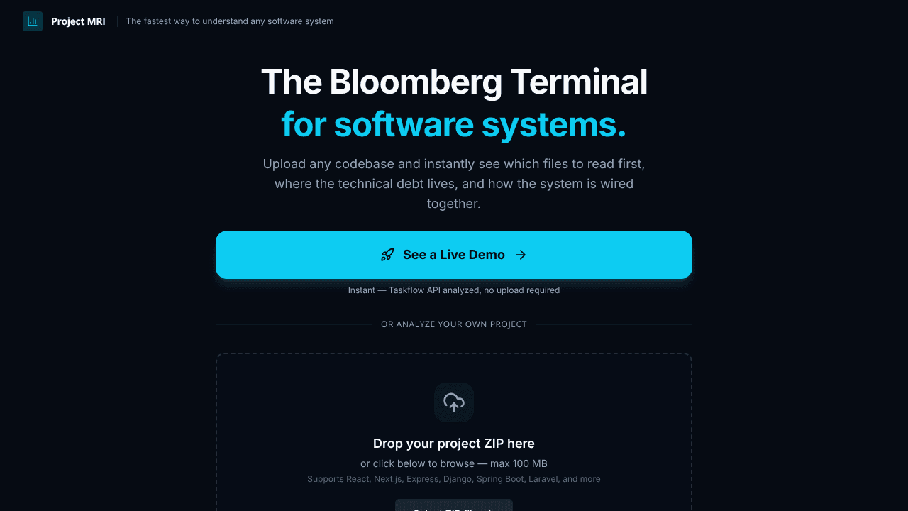 Project MRI website screenshot