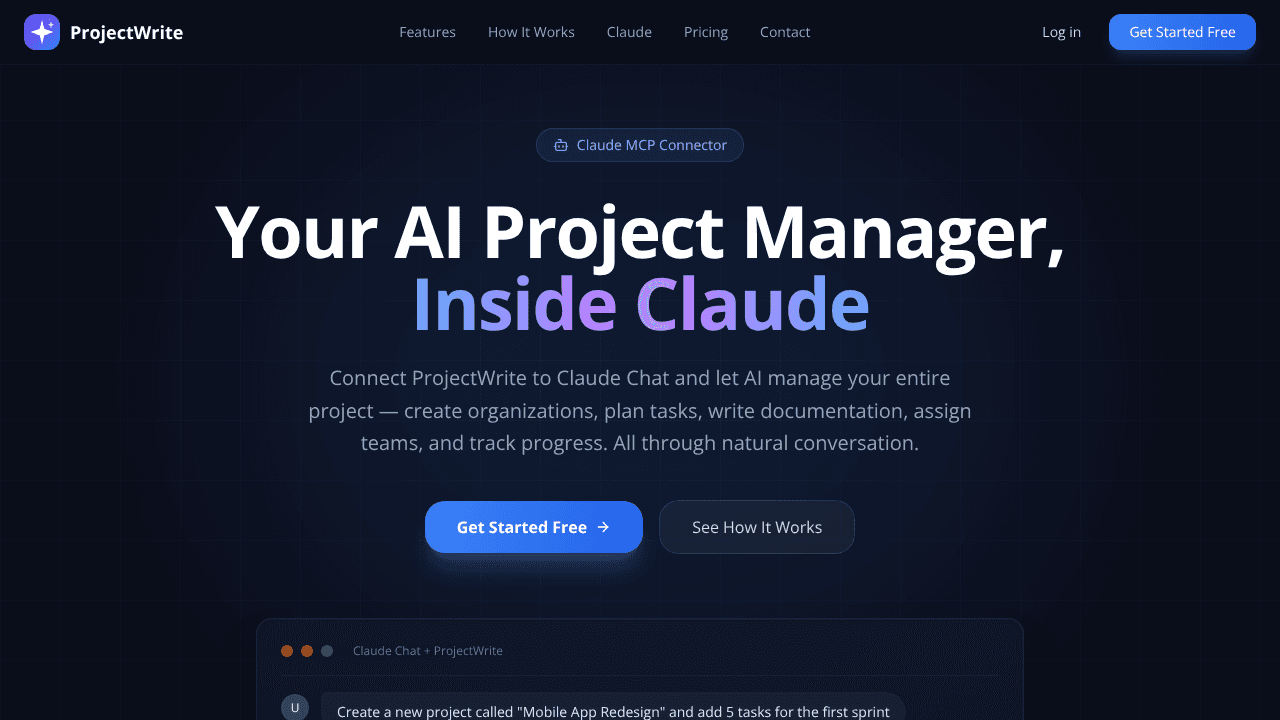 ProjectWrite website screenshot