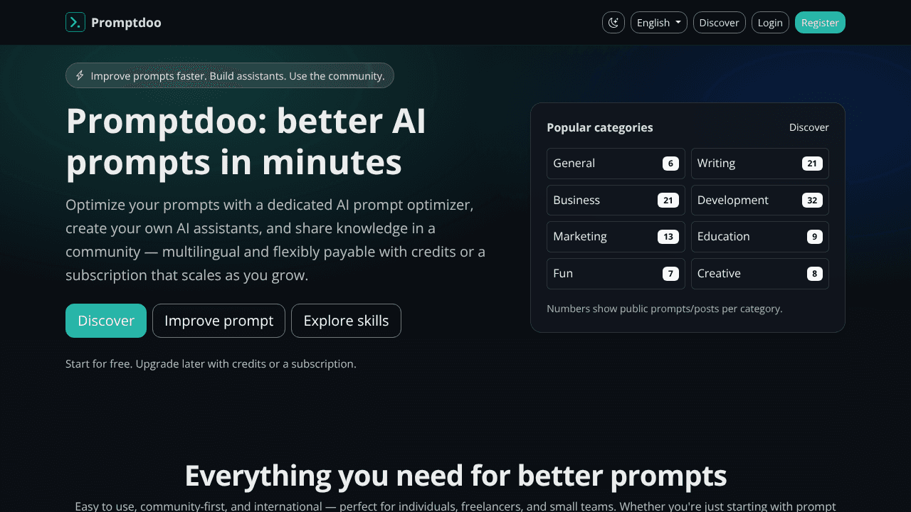 Promptdoo.com website screenshot