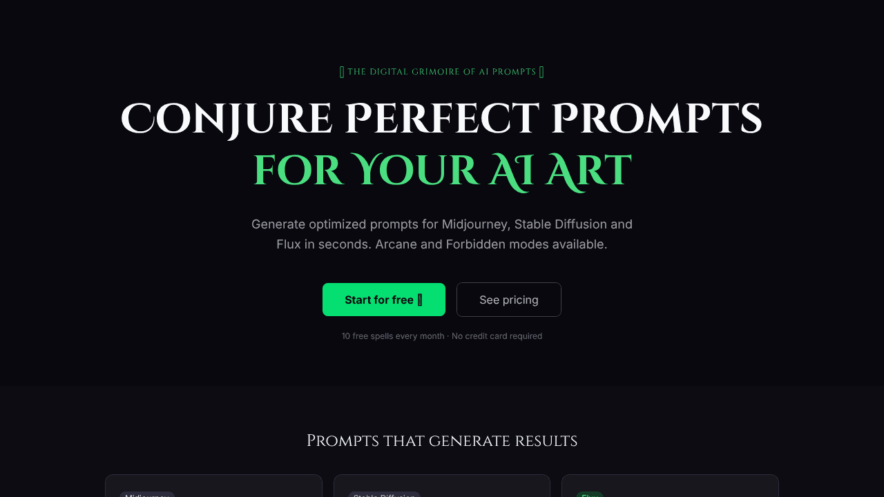 promptnomicon website screenshot