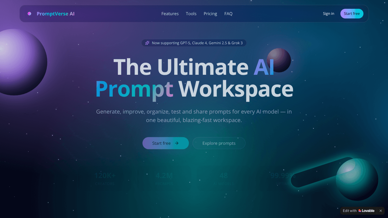 PromptScape Nova website screenshot