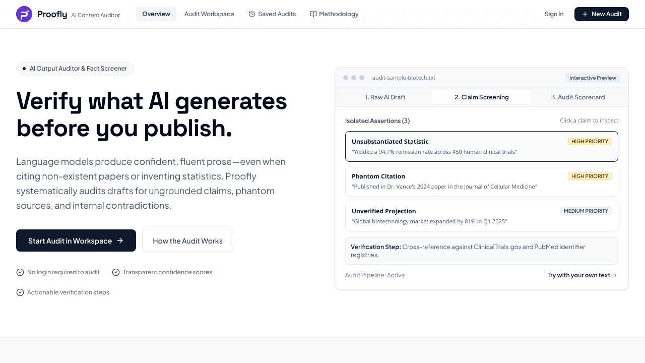Proofly website screenshot