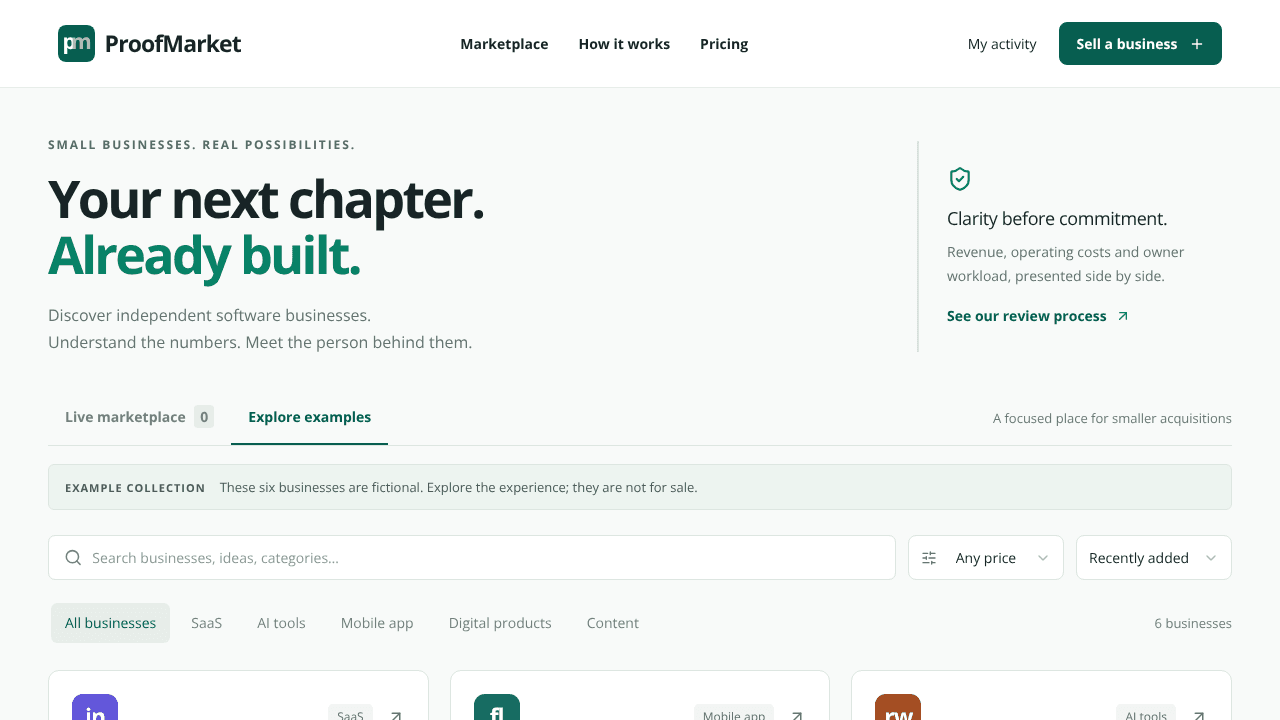 ProofMarket website screenshot