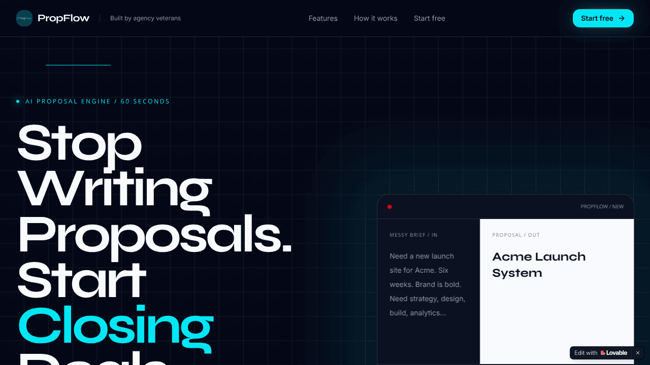 PropFlow — Close Deals, Not Documents website screenshot