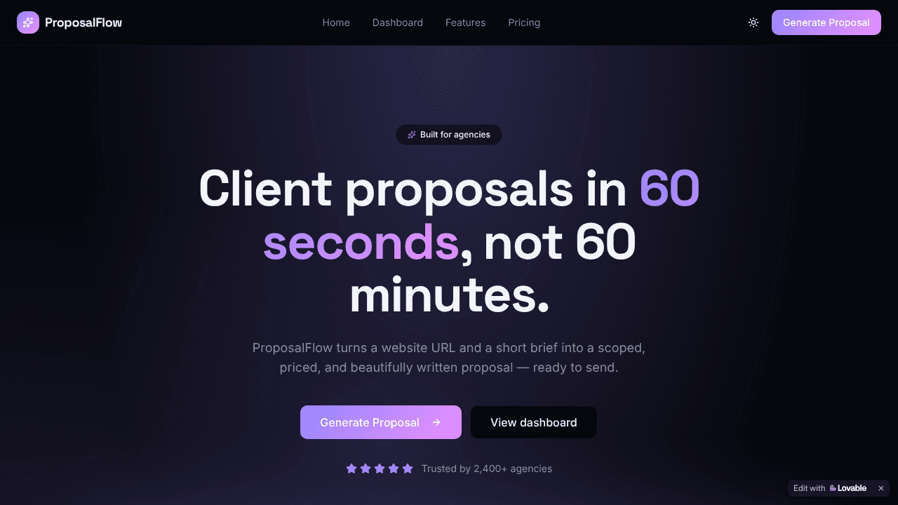 ProposalFlow website screenshot
