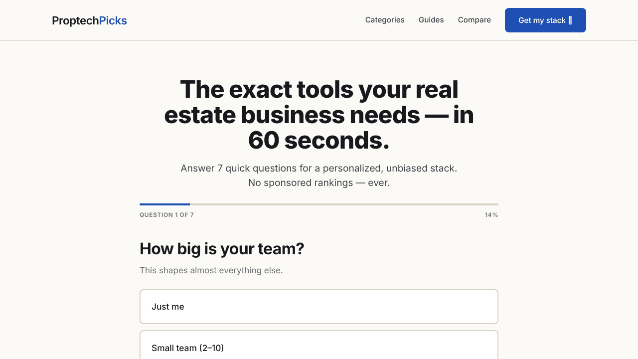 ProptechPicks website screenshot