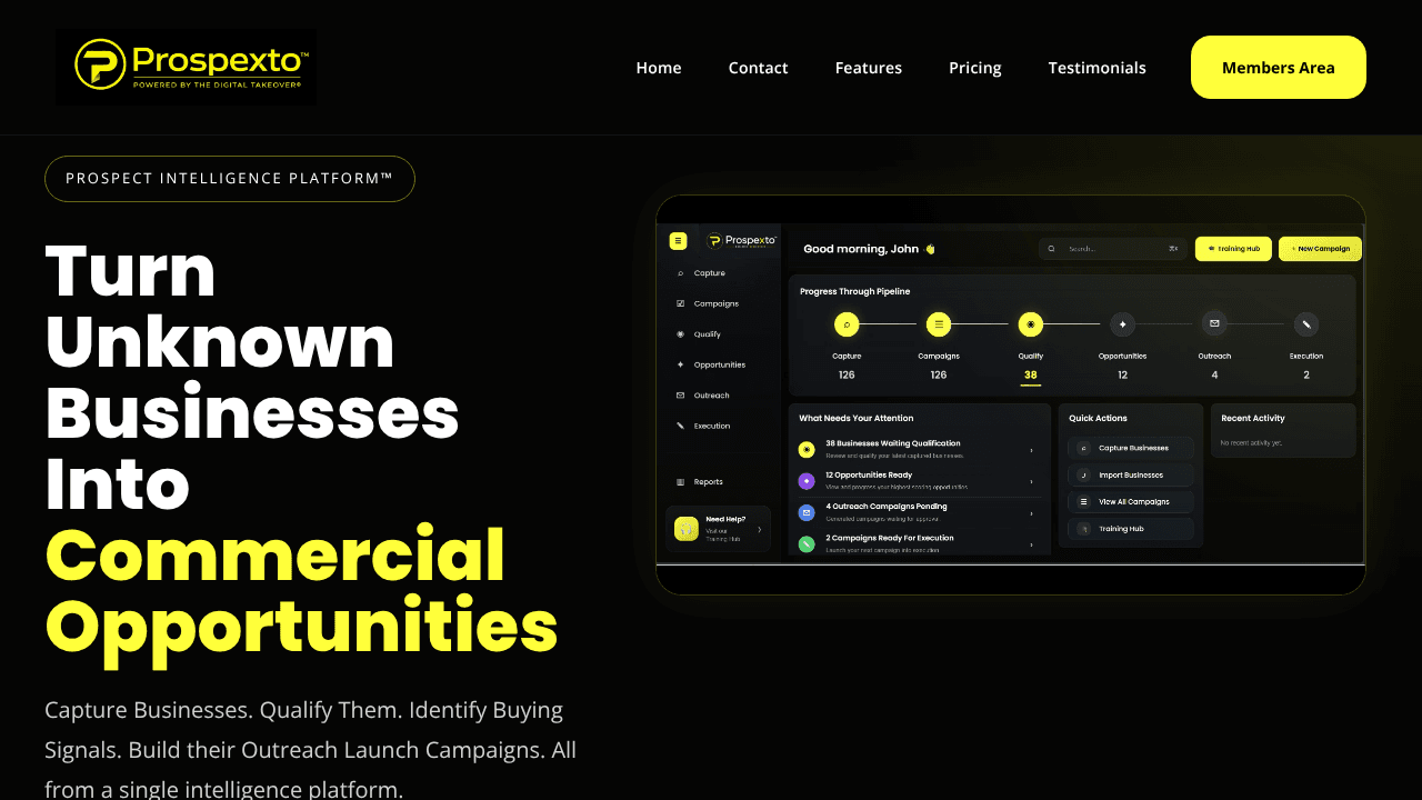 Prospexto™  website screenshot