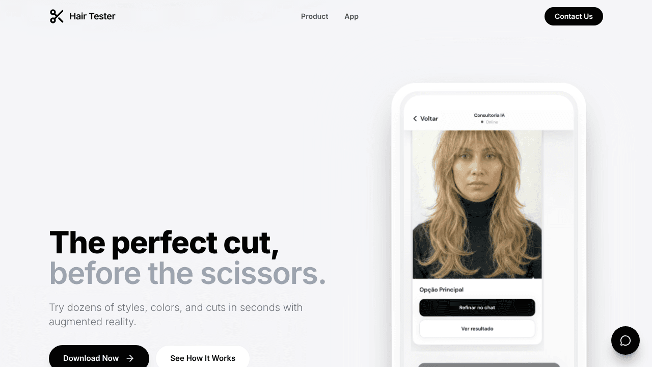 Provador de Cabelo website screenshot
