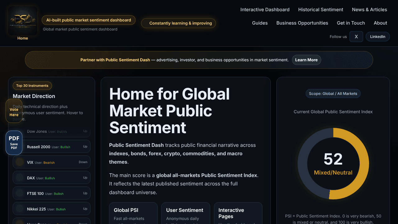 Public Sentiment Dash website screenshot
