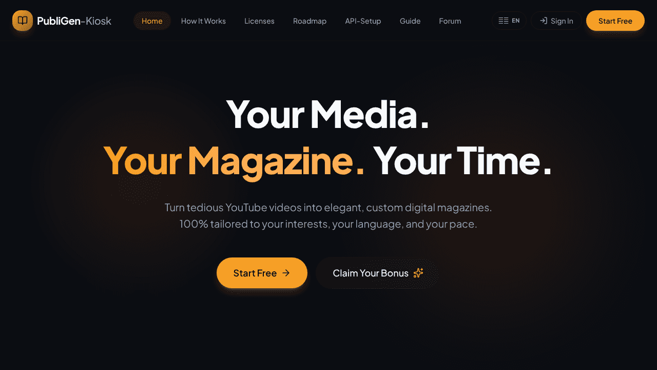 PubliGen Kiosk website screenshot