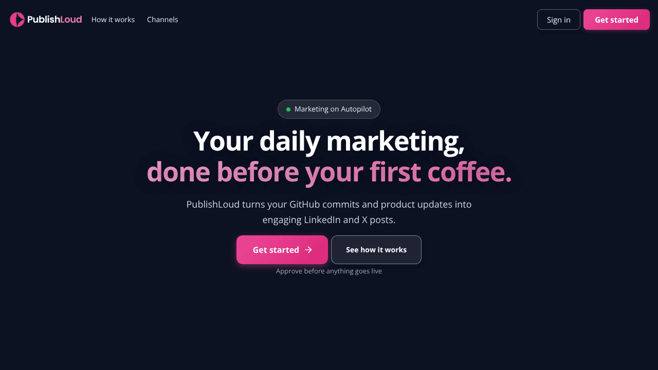 PublishLoud website screenshot