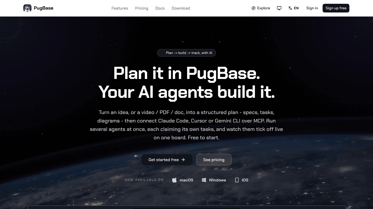 PugBase website screenshot