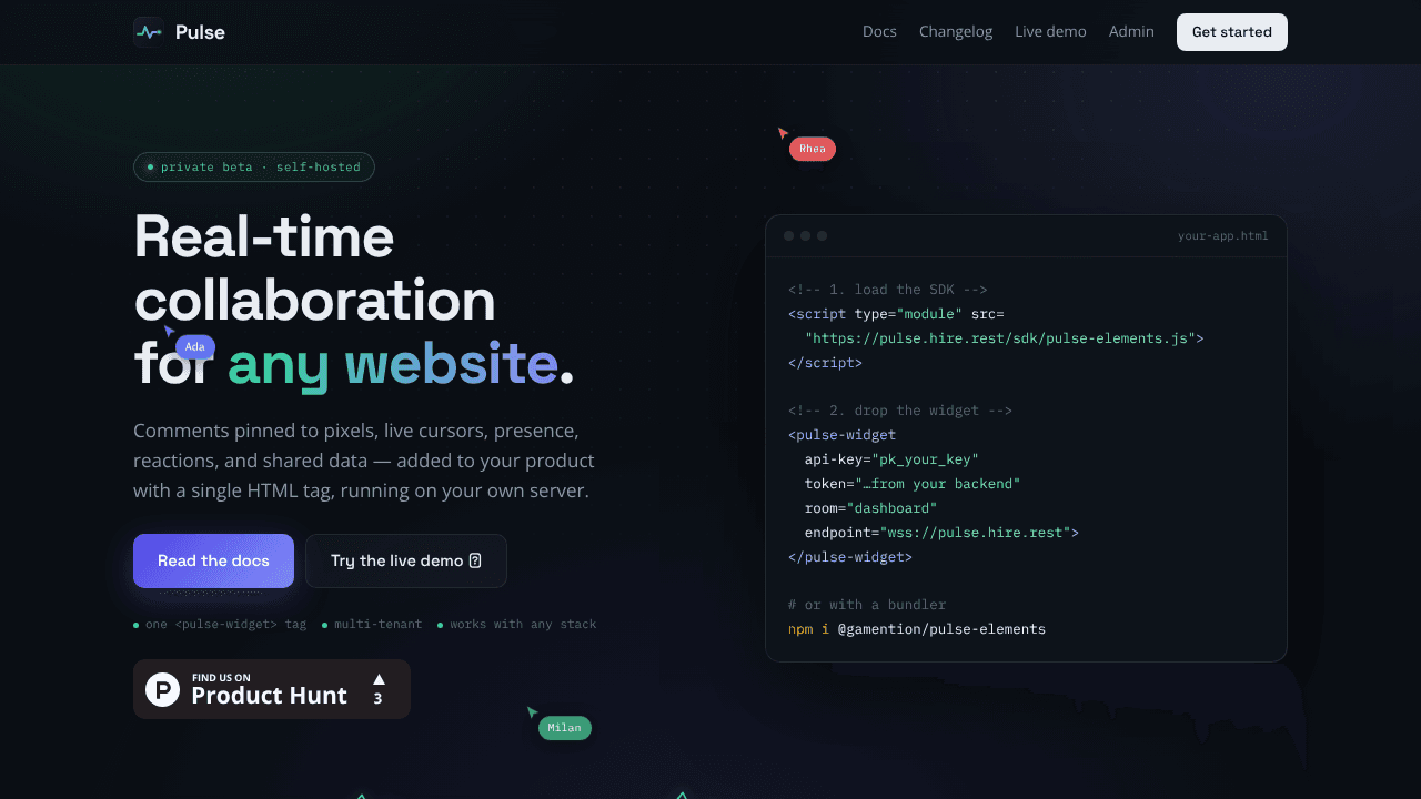 Pulse website screenshot