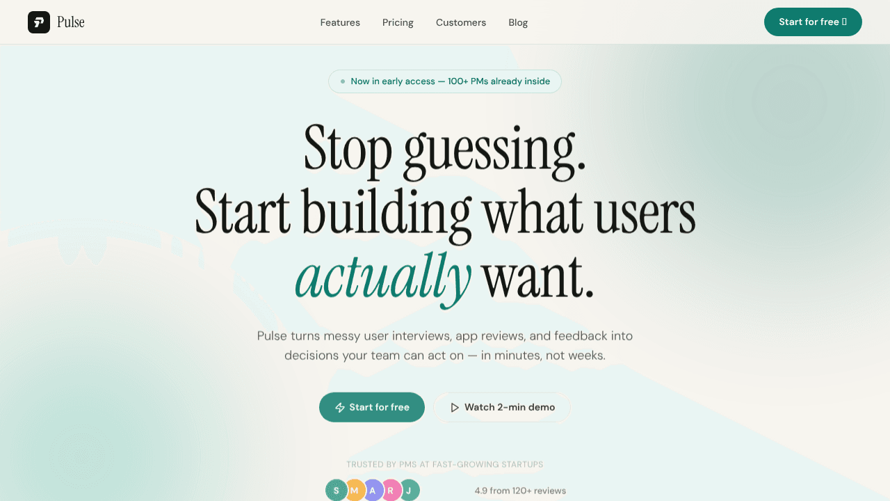 Pulse website screenshot
