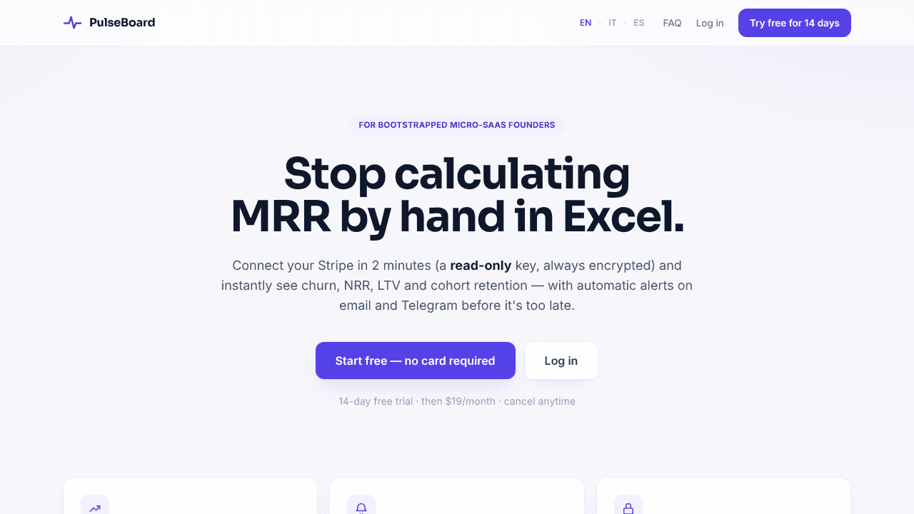 PulseBoard website screenshot