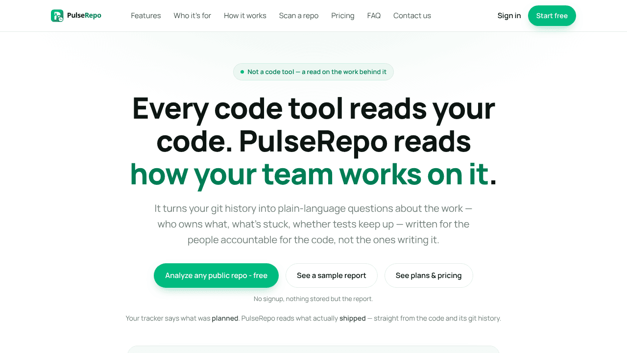 PulseRepo website screenshot