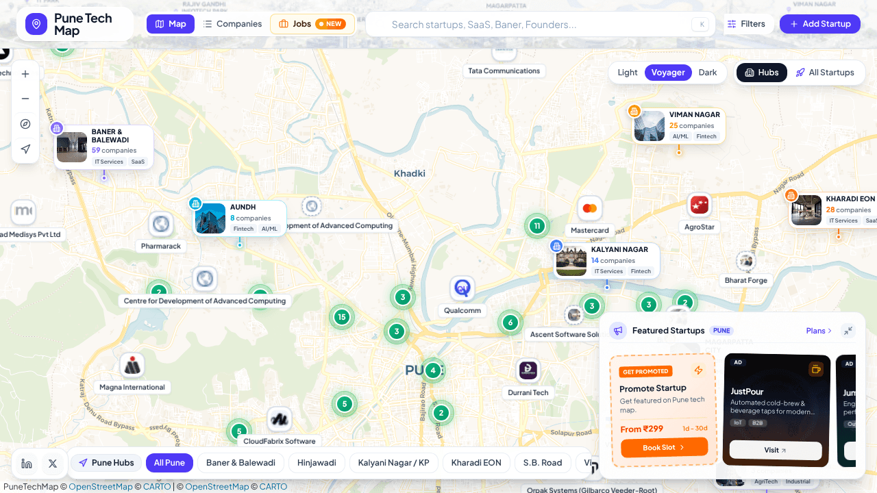 Pune Tech Map website screenshot