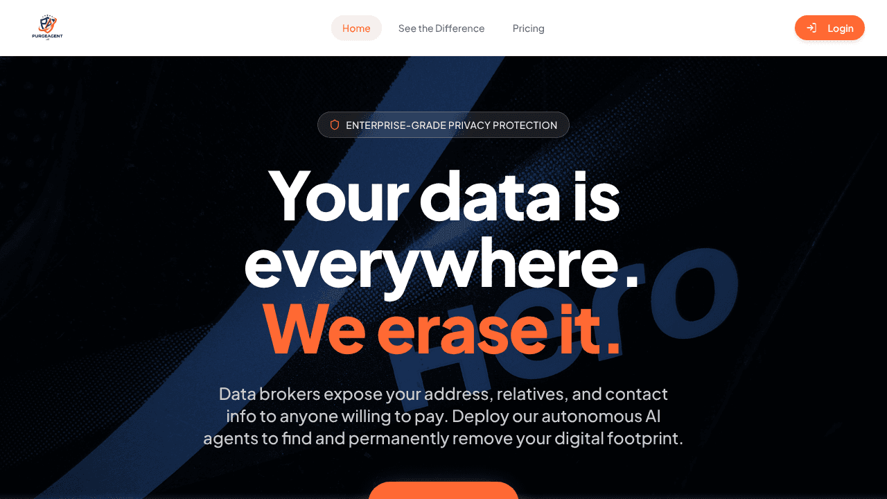 PurgeAgent.AI website screenshot