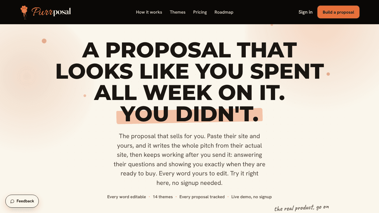 Purrposal website screenshot