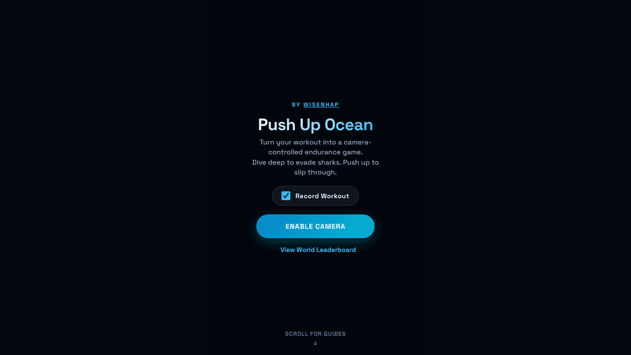 Push Up Ocean — Workout App website screenshot